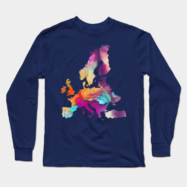 Europe map art #europe Long Sleeve T-Shirt by JBJart